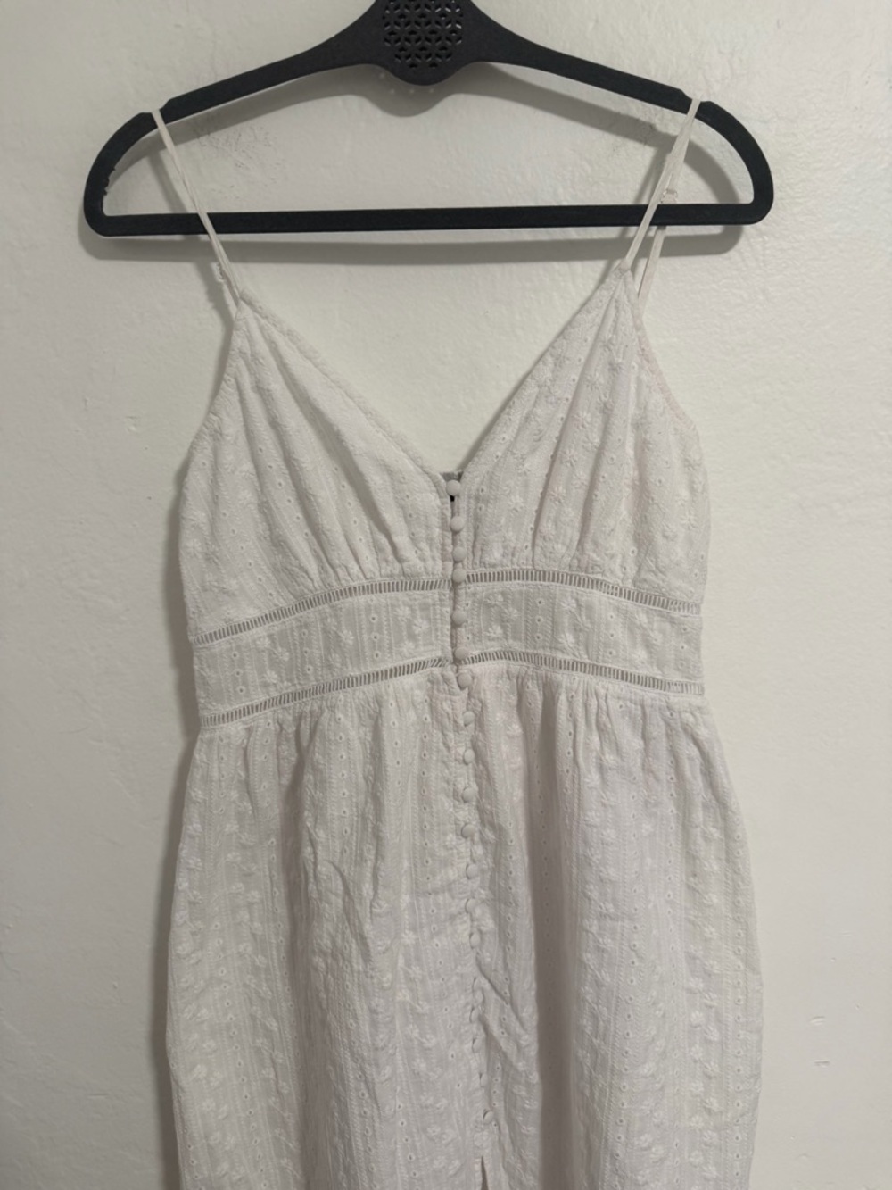 Windsor White Eyelet Cotton Midi Dress M Boho Summer - Picture 3 of 9